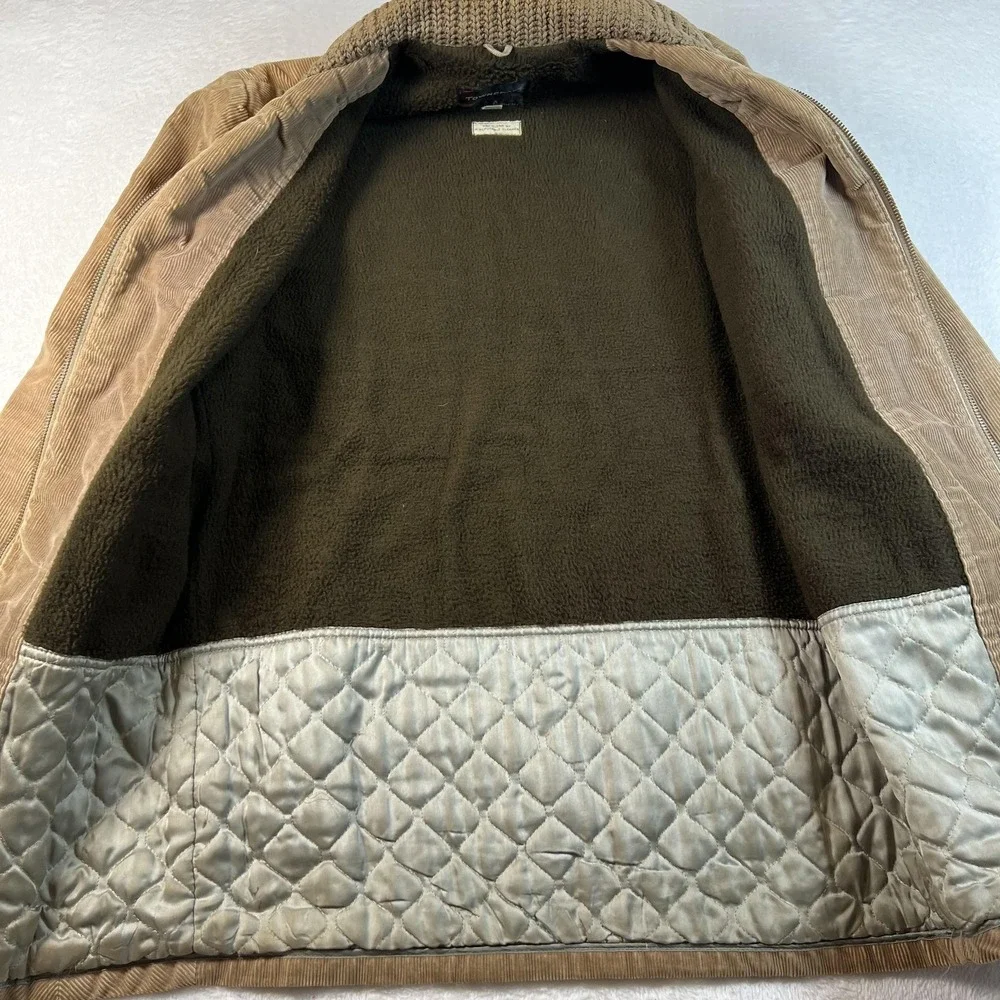 Vintage Towncraft Coat Mens Medium Small Brown Corduroy Quilted Lined‎ Zip Warm
